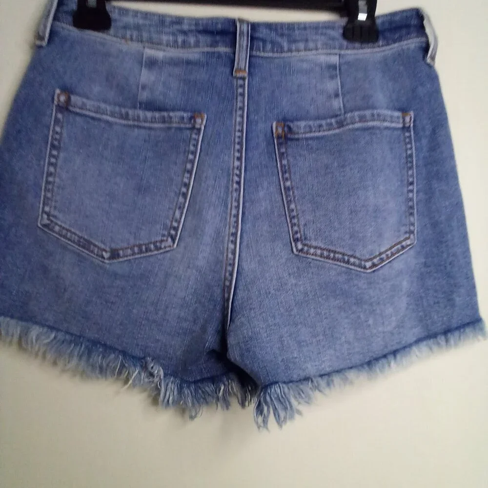 Harper Heritage Shorts Women 27 Button Fly Raw Hem Denim Blue